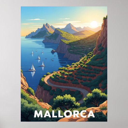 Poster Mallorca, Espagne - Route côtière (Devant)