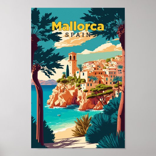 Poster Mallorca Espagne Voyage Art Vintage Illustration (Devant)
