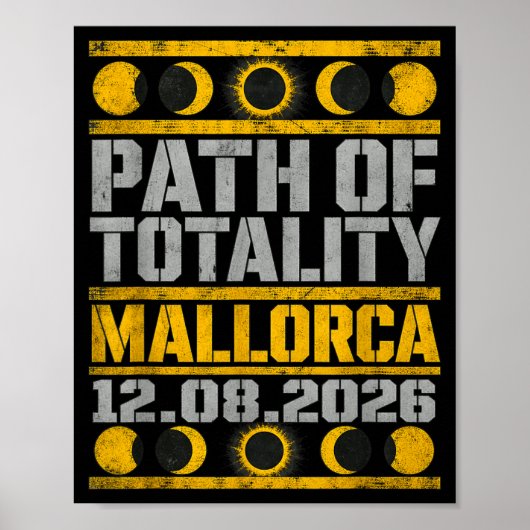 Poster Mallorca Solar Eclipse 2026 - Industrial Stencil (Devant)