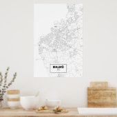 Poster Malmö, Suède (noir sur blanc) (Cuisine)