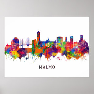 Poster Malmo Suède Skyline