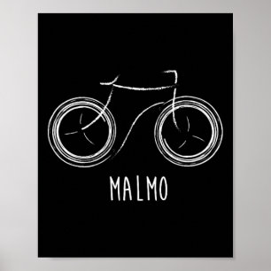 Poster Malmö Suède Vélo Rétro Vintage Mignon