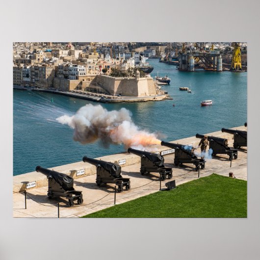 Poster Malta Cannon Fire Saluting Battery Valletta (Devant)