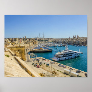 Poster Malte Birgu Front de mer Fort St. Angelo Vittorios