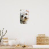 Poster Maltese dog watercolor portrait (Cuisine)