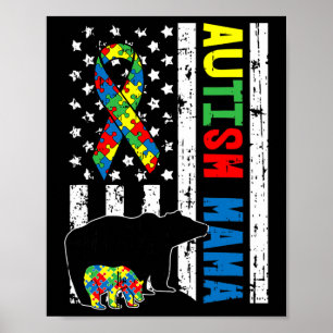 Poster Mama Bear Matching Famille Cadeaux de Sensibilisat