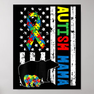 Poster Mama Bear Matching Famille Cadeaux de Sensibilisat
