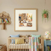 Poster Mama Cat and Kittens Nursery