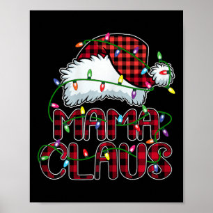Poster Mama Claus Lumières de Noël Pyjama Famille Corresp