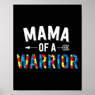 Poster Mama D'Une Famille De Guerriers Mère World Autism 