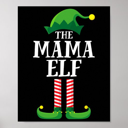 Poster Mama Elf Matching Famille Groupe Noël Maman (Devant)