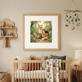 Poster Mama Fox et ses petits - Crèche