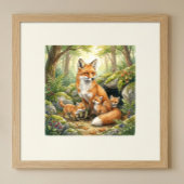 Poster Mama Fox et ses petits - Crèche