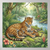 Poster Mama Jaguar and Cubs Nursery (Devant)