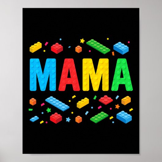 Poster Mama Master Builder Blocs de briques Blocs Funny M (Devant)