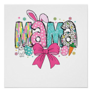 Poster Mama Mini Pâques T-shirt assorti Mama Lapin jour d
