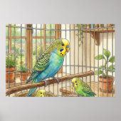 Poster Mama Perruche et Crèche de poussins (Devant)