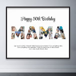 Poster Mama Photo Collage Lettre Cutout Maman Anniversair<br><div class="desc">Célébrez les moments spéciaux avec votre mère avec ce dessin de Mama Photo Collage. Ce design personnalisable est parfait pour créer un cadeau personnalisé et sincère pour la fête des mères et la fête de l'anniversaire. Créez un magnifique collage avec le mot MAMA, avec des moments chéris, créant un voyage...</div>