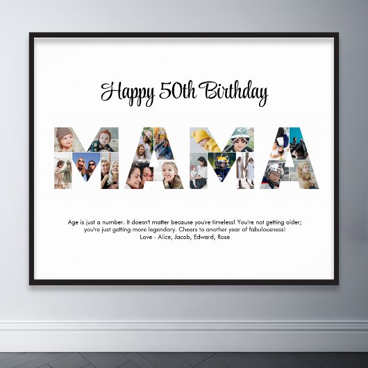 Poster Mama Photo Collage Lettre Cutout Maman Anniversair
