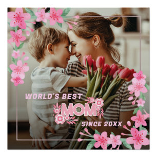 Poster Maman 1 photo moderne élégante rose poupée mère jo