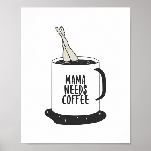 Poster Maman a besoin de café (Devant)