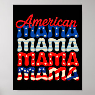 Poster Maman américaine tenue assortie famille 4 juillet