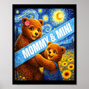 Poster Maman & mini ours mignon assortis à la fête de