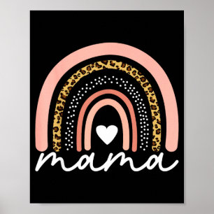 Poster Maman Arc-en-ciel Bohème Léopard Fête des Mères Ma