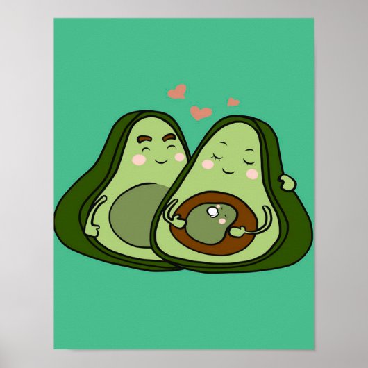 Poster Maman Avocado mignonne | Famille mignonne | Maman  (Devant)