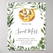 Poster Maman Baby Sloth Baby shower Devinez La Douce Mess (Devant)
