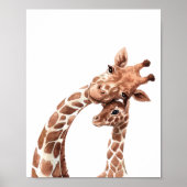 Poster Maman & bébé girafe, aquarelle (Devant)
