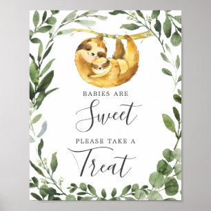 Poster Maman bébé Sloth Baby shower bébé sont doux signe