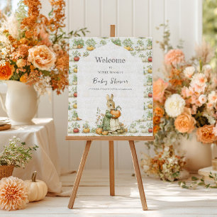Poster Maman Bunny et Baby shower citrouille Bienvenue