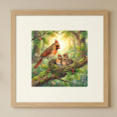 Poster Maman Cardinal et ses petits Pépinière
