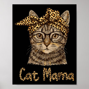 Poster Maman chat drôle arc léopard pour les amateurs de