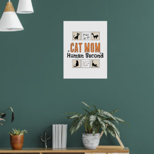 Poster Maman Chat Humain Deuxième Identité Drôle