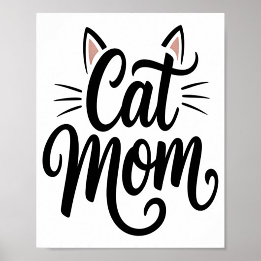 Poster Maman Chat Moustaches et Oreilles (Devant)