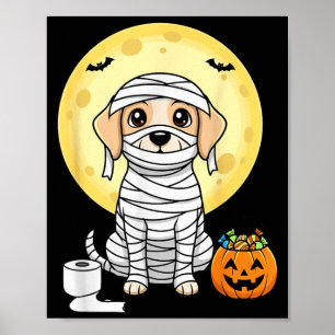 Poster Maman Chien Mignon Halloween Pleine Lune Chiot Tou