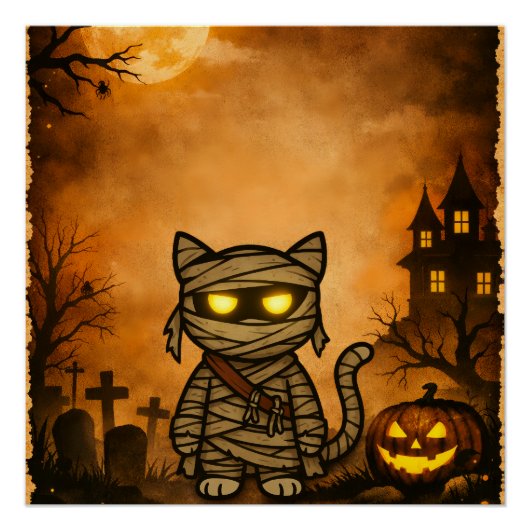 Poster Maman Chouette Chat Fantôme (Devant)