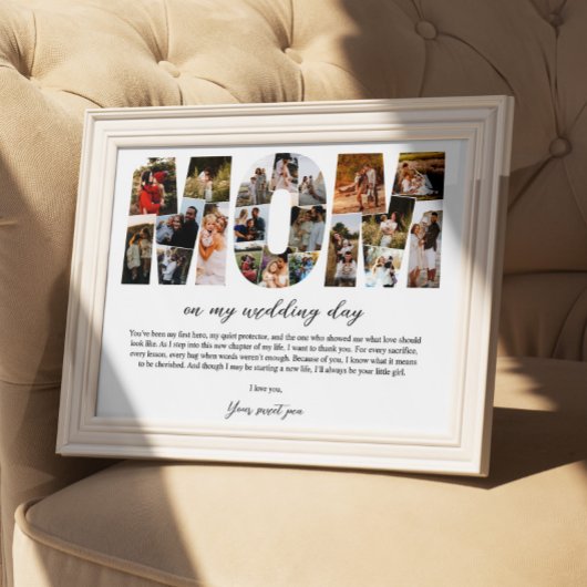 Poster Maman Collage sur ma fête de mariage Mère cadeau p