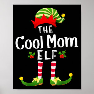 Poster Maman cool elfe de Noël pyjama assorti fête de Noë