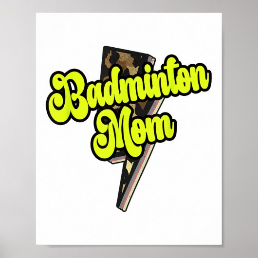 Poster Maman de badminton Léopard Éclair Tonnerre Sport V (Devant)