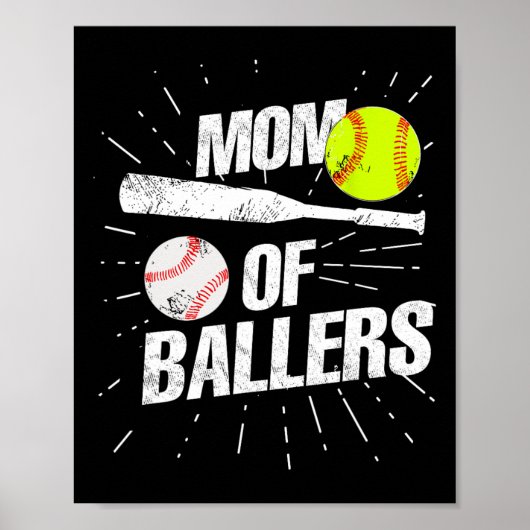 Poster Maman De Ballers Drôle Baseball Softball Jeu Mère (Devant)