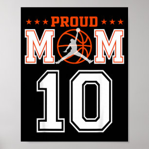 Poster Maman de baseball fière numéro 10 personnalisée