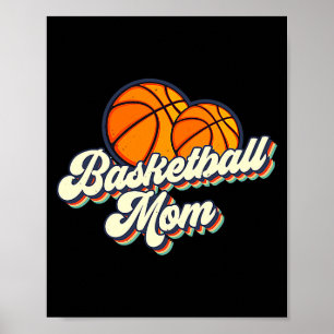 Poster Maman de basket-ball rétro des années 70, joueuse