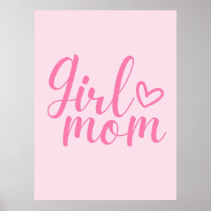 Poster Maman de fille - Citation Inspirante Rose pour les
