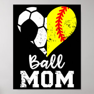 Poster Maman de footballeur cœur drôle doux