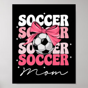 Poster Maman de footballeur groovy coquette bow football