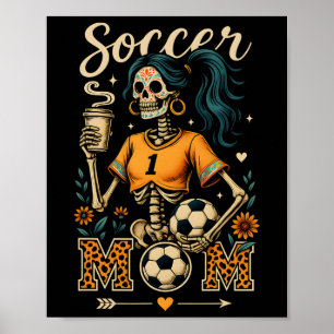 Poster Maman de footballeur squelette café léopard style