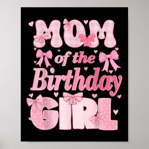 Poster Maman De La Fille Anniversaire Famille Rose Coquet